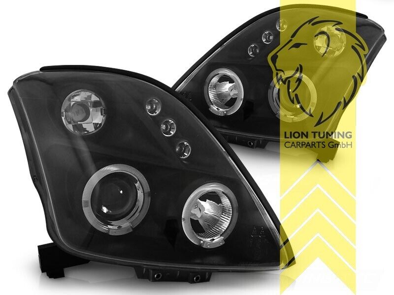 LT Pair LED DRL Halo Ring Eye Headlights Suzuki Swift 3 MZ EZ 05-10 black LHD