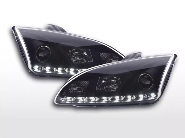 FK LED DRL Lightbar Headlights Ford Focus C307 2 MK2 05-08 Black RS ST LHD