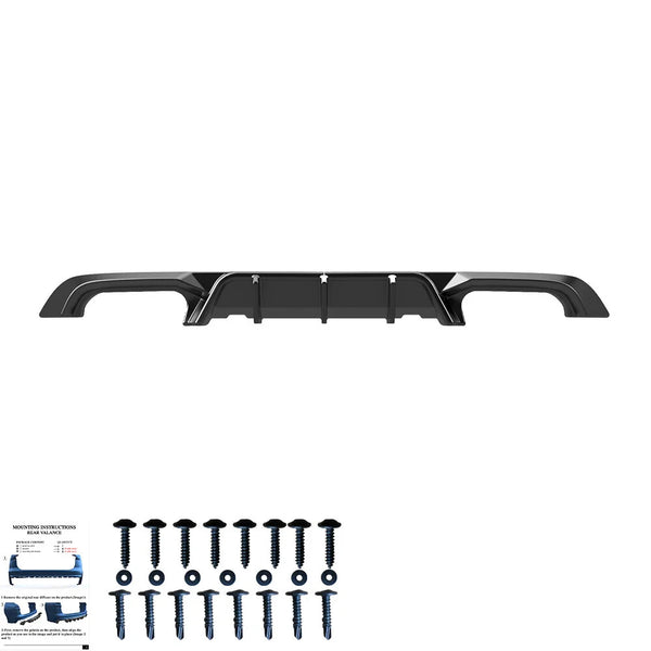 OW Rear Diffuser Valance VW Golf MK 7 R 13-16 Gloss Black ABS