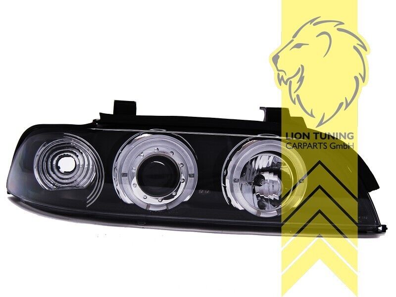 LT LED DRL Halo CCFL H1 Headlights BMW E39 Sedan Touring black 95-00 LHD