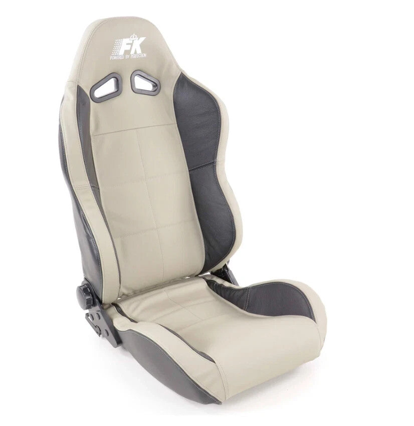 FK x2 Universal Real Leather Reclining Bucket Sports Seats Grey & Black Edition