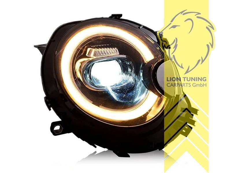 LT Pair LED DRL Halo Ring Headlights BMW Mini One R55 R56 R57 R58 R59 black LHD