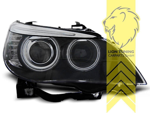 LT Pair LED DRL Halo Headlights BMW E60 Limo E61 Touring black XENON 03-04 LHD