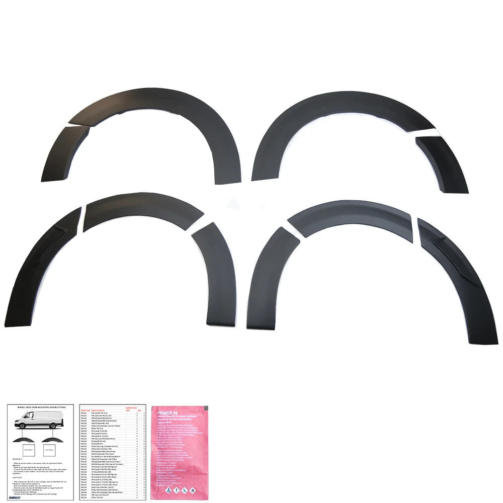 OW Fender Flares Arch Extension Kit VW Transporter T7 24+ LWB ABS Black 10pcs