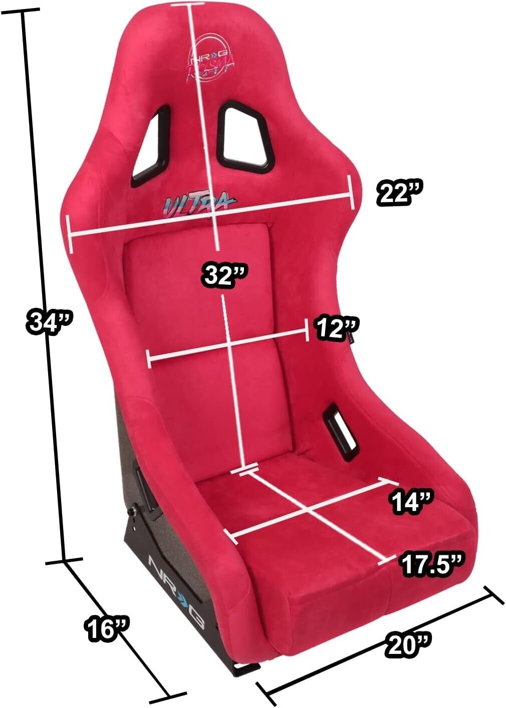 UK STOCK NRG PRISMA ULTRA x1 Universal Sports Bucket Seat Red Alcantara MEDIUM