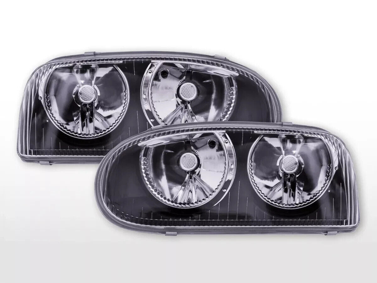 FK LED DRL Angel Eye  Headlights VW Golf 3 MK3 1HXO 1 EXO 1H 91-97 Black LHD