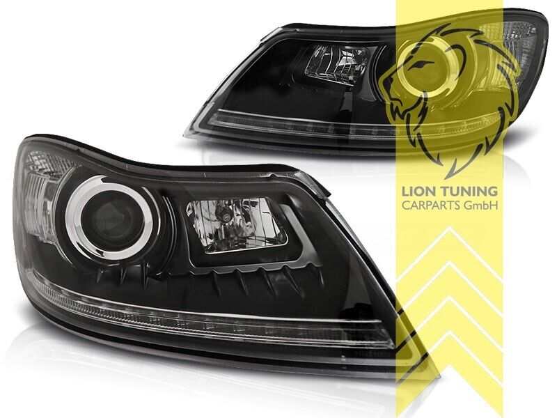 LT Pair LED DRL Lightbar Headlights Skoda Octavia 2 1Z MK2 09-13 Facelift LHD