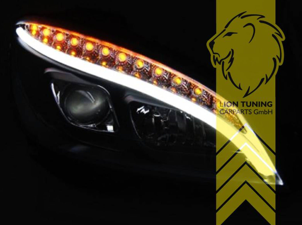 LT LED DRL Halo Lightbar Headlights Mercedes W204 S204 C-Class black LHD