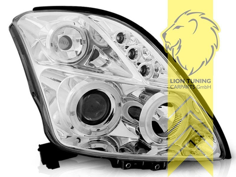 LT Pair LED DRL Halo Ring Eye Headlights Suzuki Swift 3 MZ EZ 05-10 chrome LHD