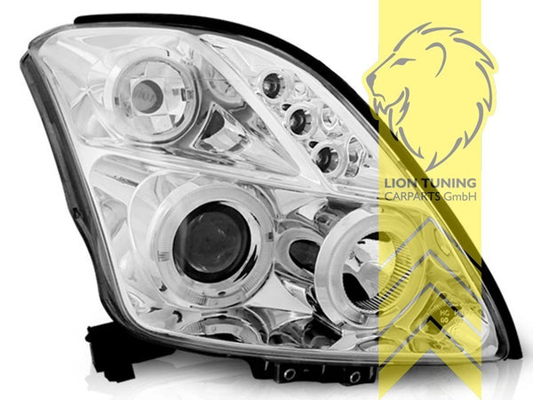 LT Pair LED DRL Halo Ring Eye Headlights Suzuki Swift 3 MZ EZ 05-10 chrome LHD