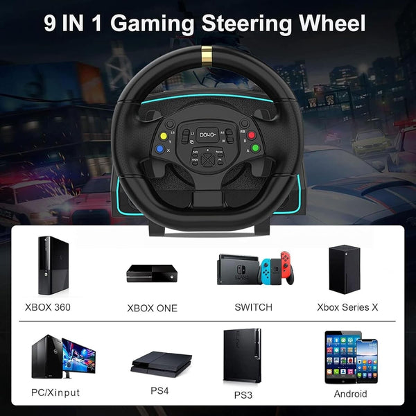 NBCP Racing Wheel Gaming Steering 1080 Driving Sim Car Simulator Pedals Gear