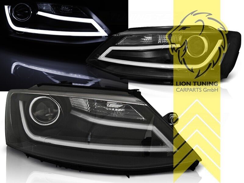 LT Pair LED DRL Lightbar Headlights VW Jetta 4 IV 162 11-18 black LHD