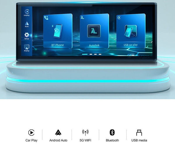 All Universal QLED 8.9" Touch Screen Car Stereo Wireless CarPlay Android BT USB
