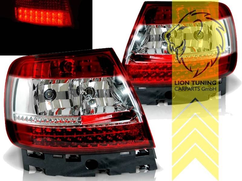 LT Pair LED Lightbar Rear Tail Lamps Lights Audi A4 B5 8D sedan red white LHD