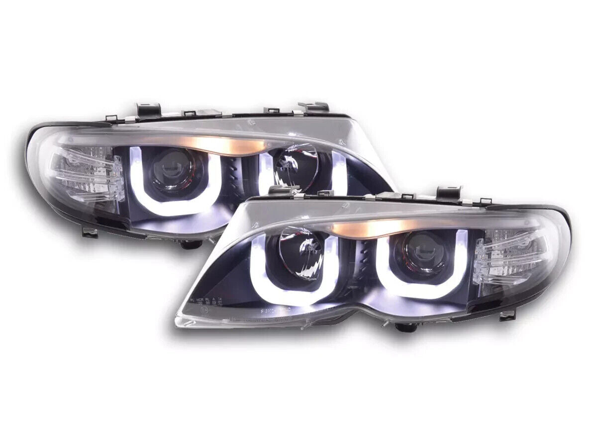 FK Pair LED DRL 3D Lightbar Headlights BMW 3-Series E46 Saloon Touring 02-05 RHD