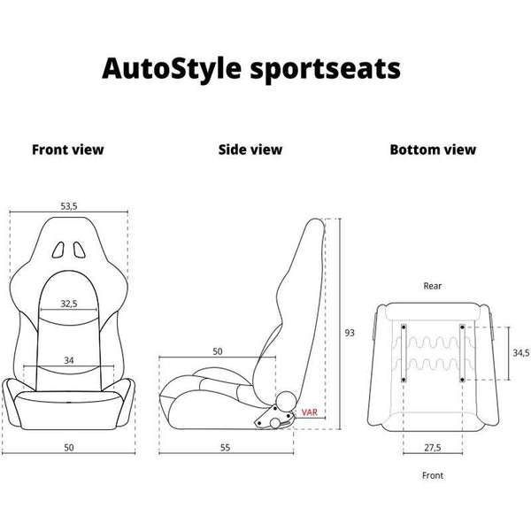 UK Stock - Auto-Style x1 Single - Car & Racing Sim - Universal Reclining Sports Bucket Seat BLACK BLUE + runners