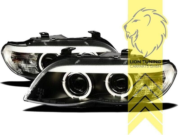 LT LED DRL Halo Lightbar Headlights BMW E53 X5 03-06 black LHD