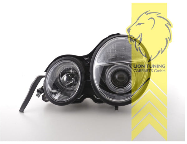 LT Pair LED DRL Halo Headlights Mercedes W210 Limo T-Model E-Class chrome LHD