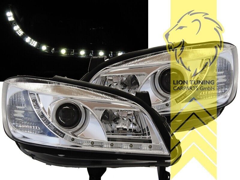 LT Pair LED DRL Lightbar Headlights Opel Zafira A F75 Chrome 99-05 H1 LHD