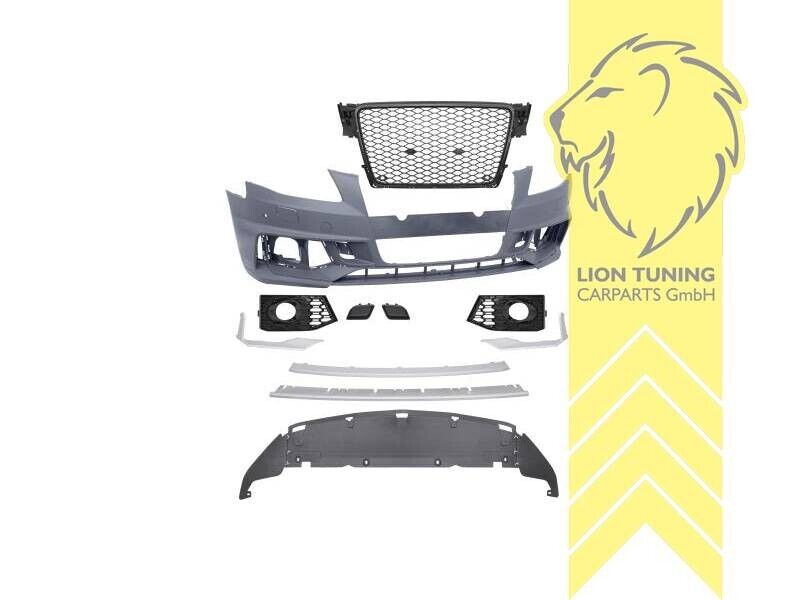 LT Front bumper + grille + fogs for Audi A4 B8 8K silver 07-11 with PDC & SRA