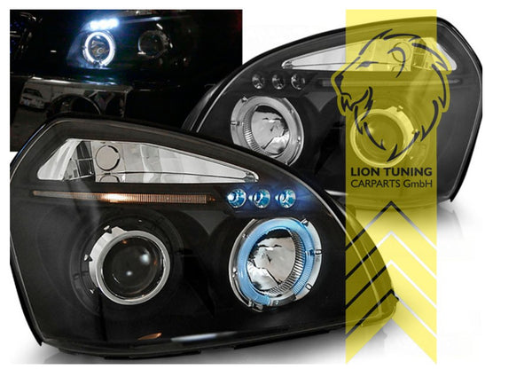 LT Set LED Angel Eye Halo Ring Headlights Hyundai Tucson JM 04-10 black LHD