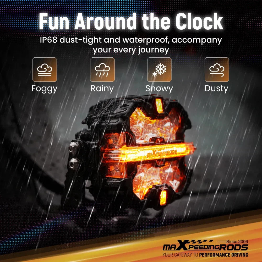 MXPR 3.5" 160W LED Headlights Fog Lights Spot Beam RGB DRL Square Lamps