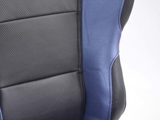 FK Universal Reclining Bucket Sports Seats Carbon Weave Design Blue & Black Ed