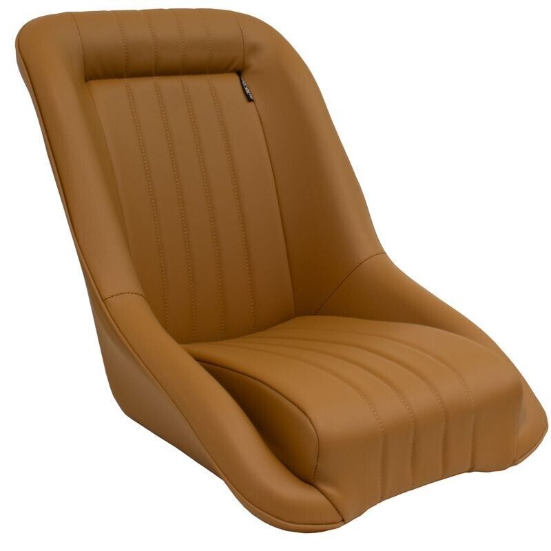 Auto-Style x1 Classic Car Retro Kit Sports Fixed Back Bucket Seat Beige PVC inc slides