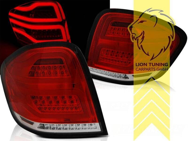 LT Pair LED DRL Lightbar Rear Tail Lights W164 ML M-Class 05-08 red clear LHD