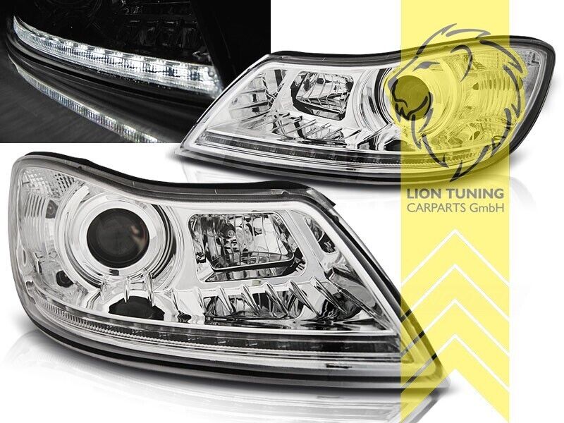 LT Pair LED DRL Headlights Skoda Octavia Facelift MK2 2 1Z 1Z3 1Z5 09-13 LHD