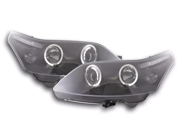 FK Pair LED DRL Halo Ring Angel Eye Headlights Citroen C4 L 04+ 3/5dr Black LHD