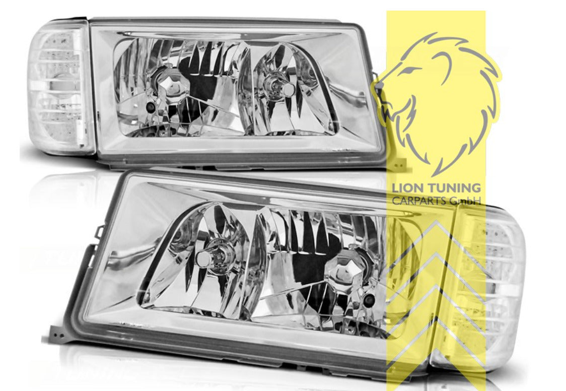 LT Pair Halogen Headlights Mercedes Benz W201 190E 82-93 chrome LHD