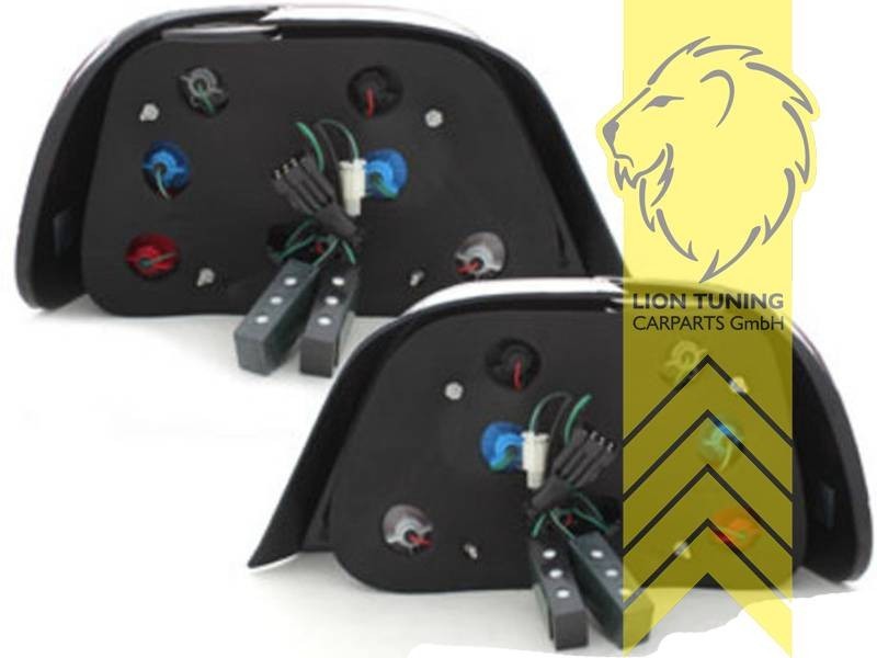 LT Pair LED DRL Lightbar Rear Tail Lights BMW E38 7-Series red black LHD