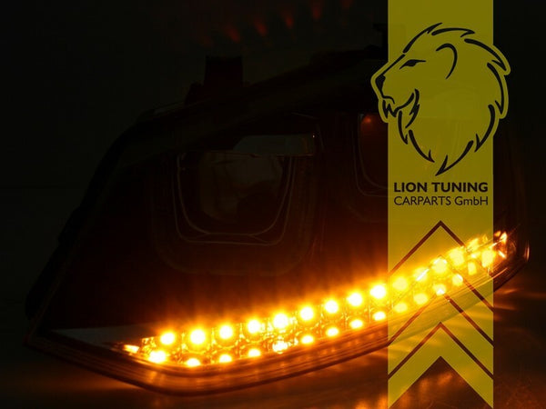 UK Stock Pair LT LED LED Lightbar DRL Headlights VW Polo 6R 6C U-Tube black LHD