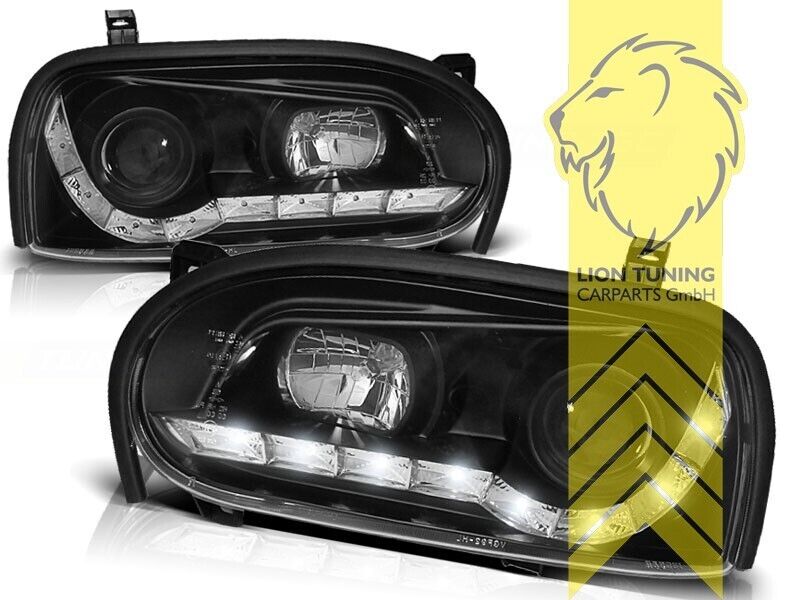 LT Pair LED DRL Headlights VW Golf 3 MK3 91-99 Limo Variant Cabrio black LHD