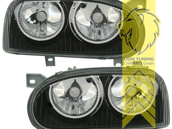 LT DEPO Halogen Headlights VW Golf 3 sedan Variant Cabrio 1H1 1E7 1H5 black LHD