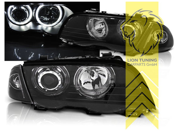 LT LED DRL Angel Eye Halo Ring Headlights BMW E46 sedan touring 98-01 black LHD