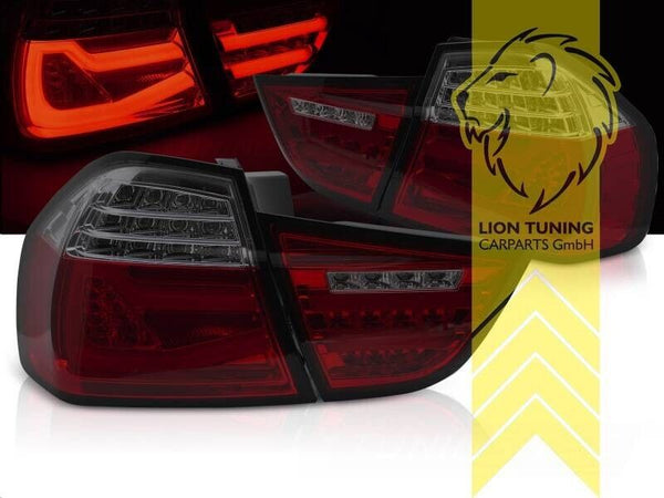 LT Pair LED Lightbar DRL Rear Lights Tail Lamps BMW E90 LCI sedan red black LHD