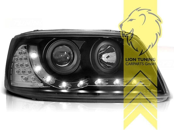 LT Pair LED DRL Lightbar Headlights VW T5 03-09 Bus Transporter Van black LHD