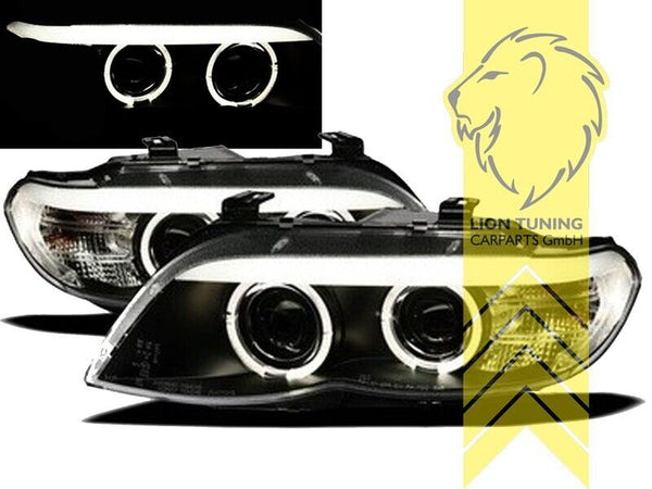 LT LED DRL Halo Lightbar Headlights BMW E53 X5 03-06 black LHD