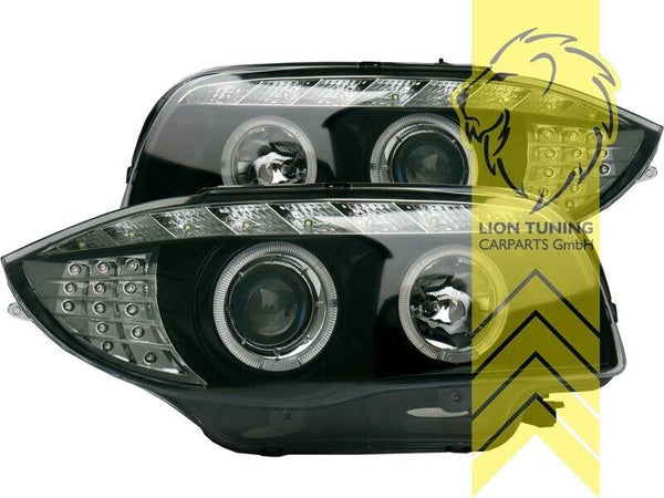 LT Pair LED DRL Halo Headlights BMW 1 Series E81 E82 E87 E88 03-12 black LHD