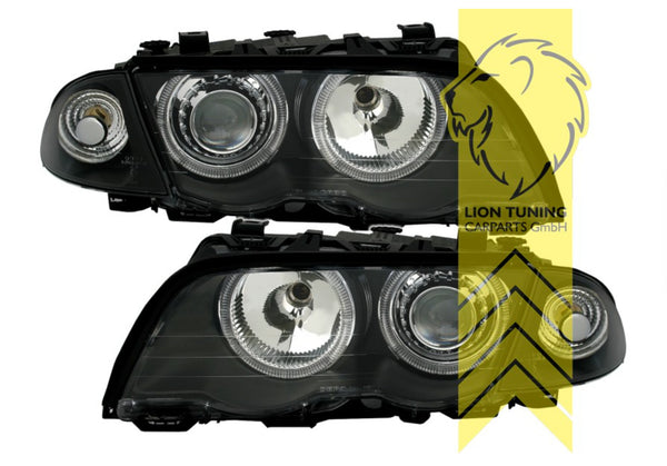 LT LED DRL Angel Eye Halo Ring Headlights BMW E46 sedan touring black 98-01 LHD