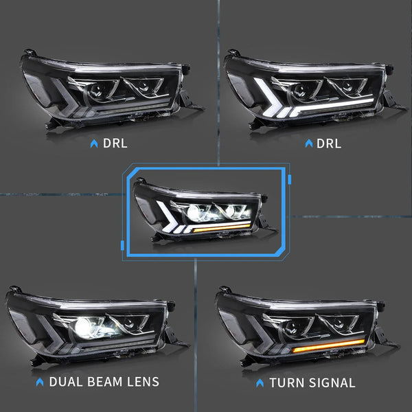 VLAND Toyota Hilux Revo 8 MK8 15-20 DYNAMIC WELCOME LED DRL Lightbar Headlights