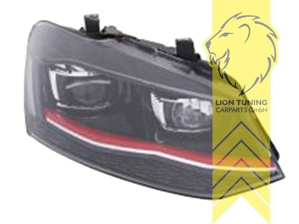 LT LED DRL Lightbar Halo Projector Headlights VW Polo 6R 6C 09-17 black red LHD