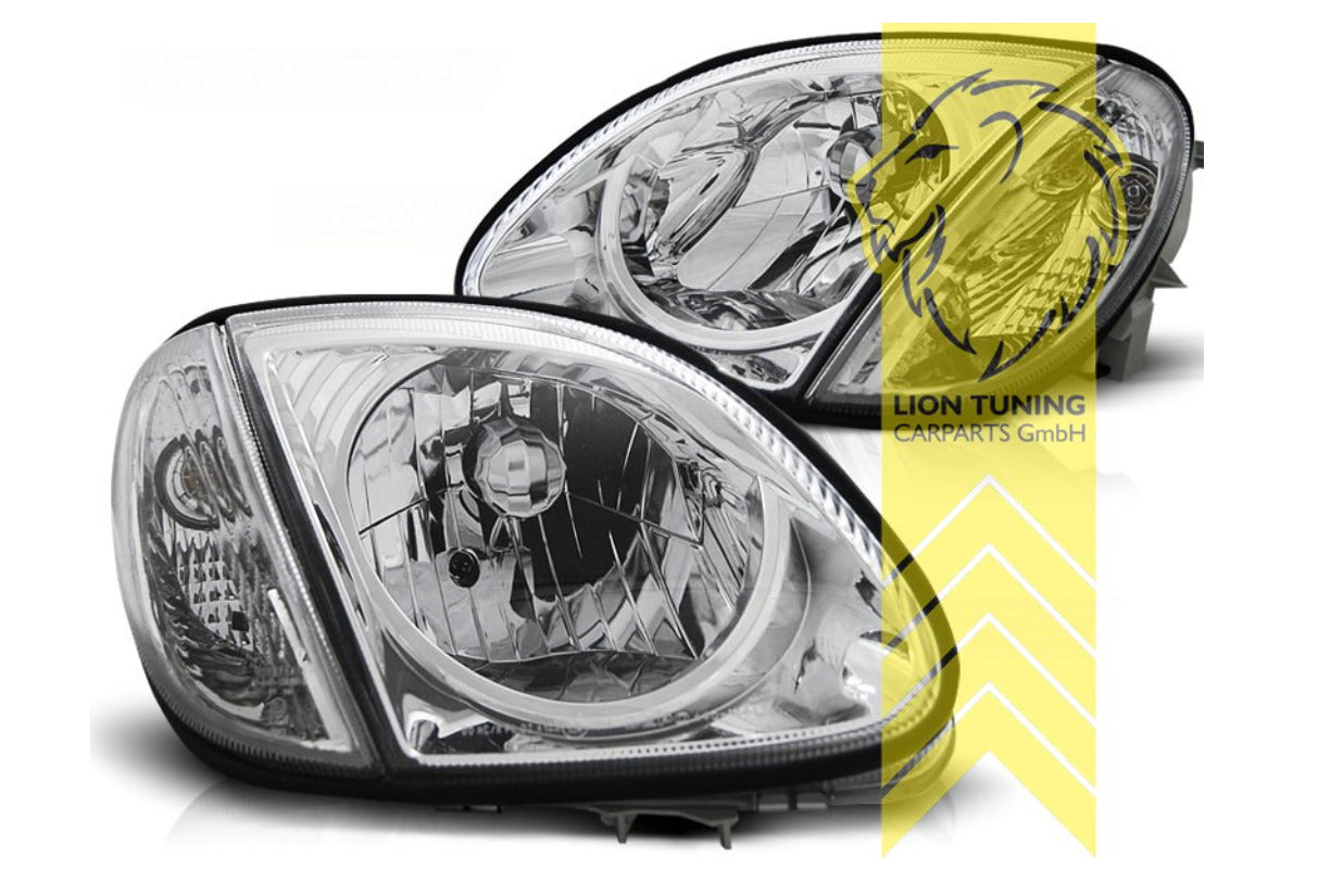 LT Pair Halogen Headlights Mercedes SLK R170 H4 Chrome 96-04 + Facelift LHD