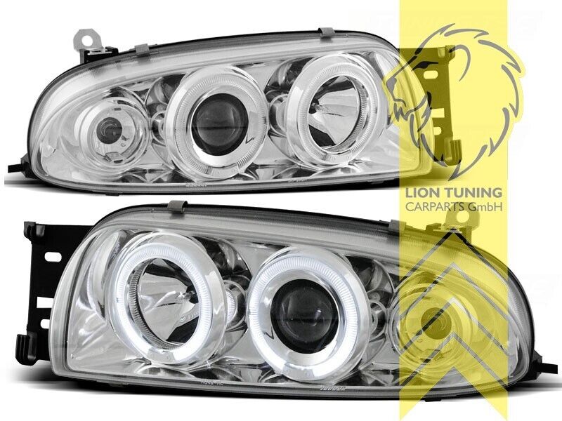 LT Pair LED DRL Halogen Angel Eye Halo Ring Headlights Mazda 121 chrome