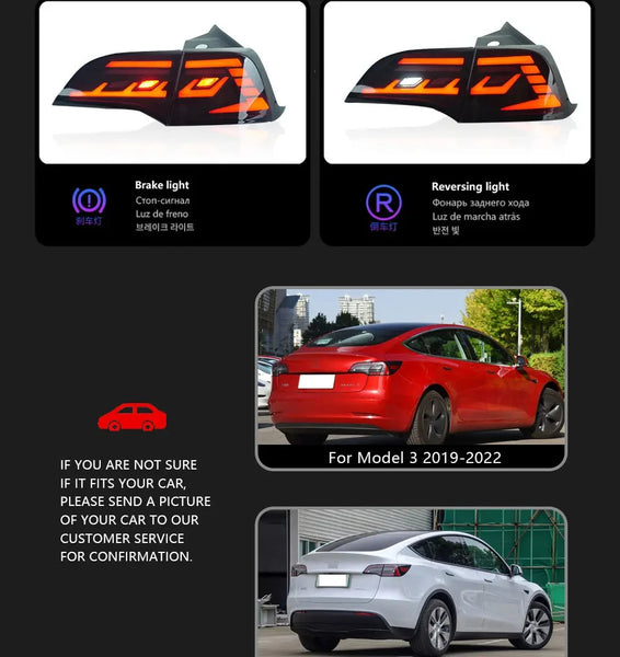 TYPY Pair 19-22 Tesla Model 3  Model Y Lightbar Sequential LED DRL Rear Lights