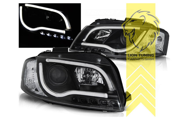 LT LED DRL Halo Lightbar Headlights Audi A3 8P 8PA 03-08 H7 H1 black LHD