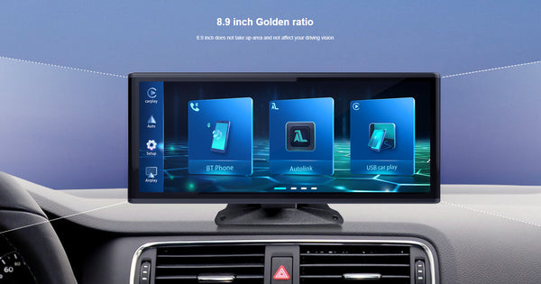 All Universal QLED 8.9" Touch Screen Car Stereo Wireless CarPlay Android BT USB