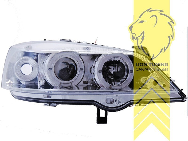 LT Pair LED DRL Halo Ring Headlights Opel Vauxhall Astra G Chrome 98-05 LHD